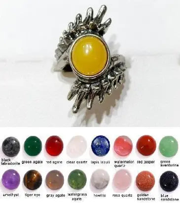 Handmade Natural Stone Gemstone Rings with Copper & Silver, Stone Size 10*10mm, No. 56 ABC Rugs Kilims